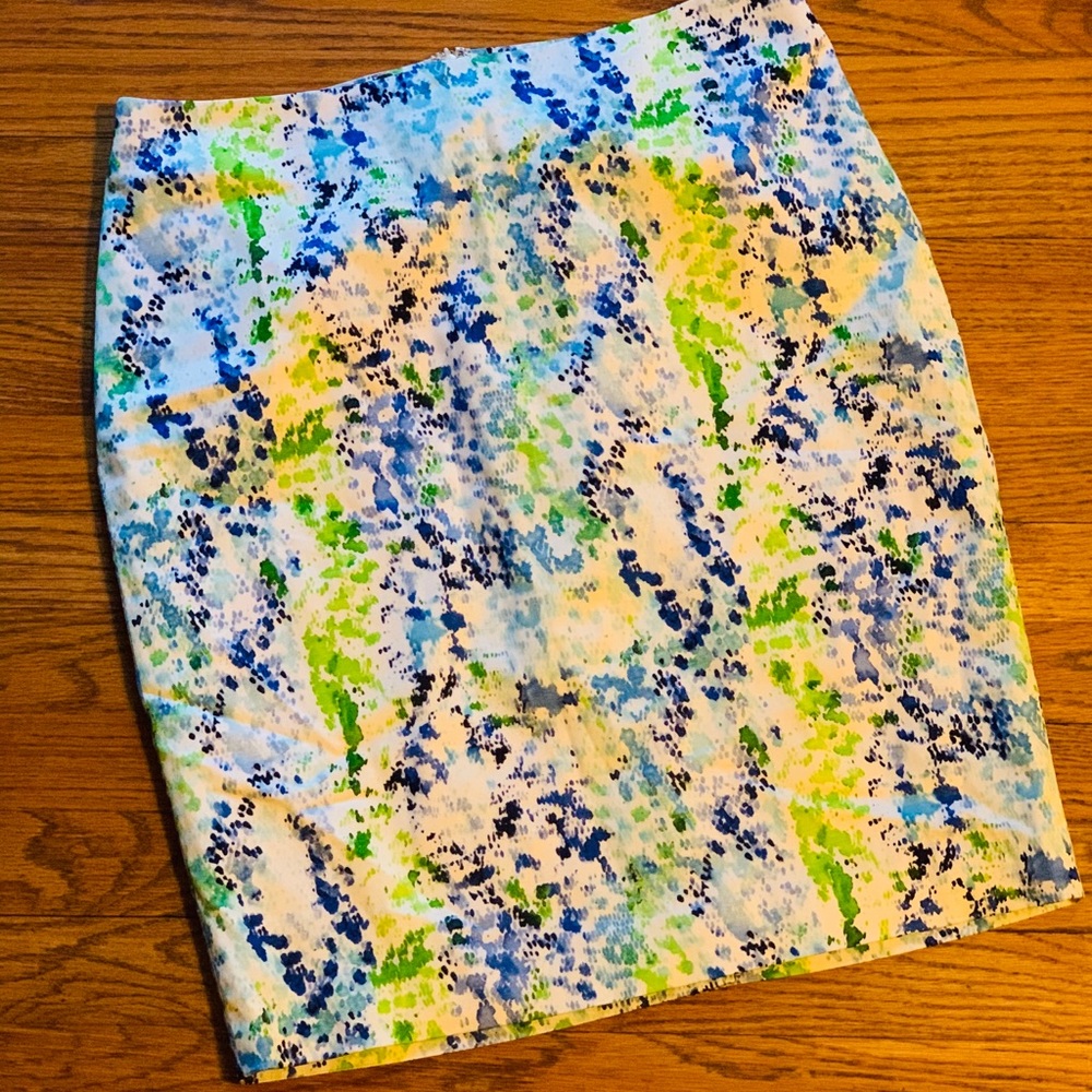 Ann Taylor Blue & Green Pencil Skirt